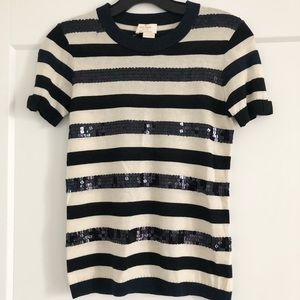 Kate Spade nautical black and navy sequin top